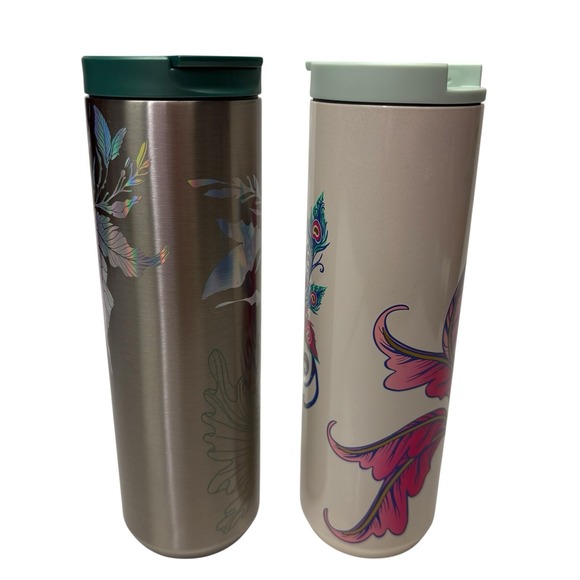 Starbucks Lot of 2 Stainless Steel Travel Tumbler 16 Oz Siren Mermaid Coffee - Picture 5 of 11